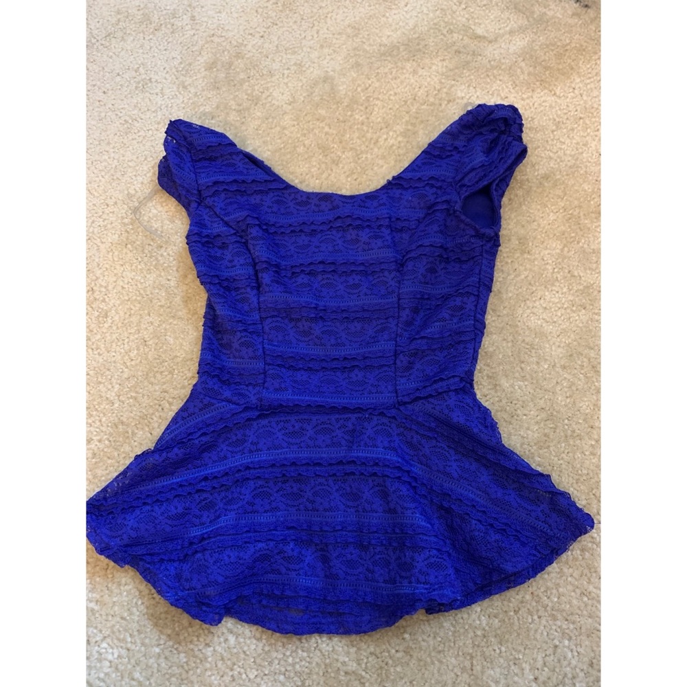 Blue lace peplum top